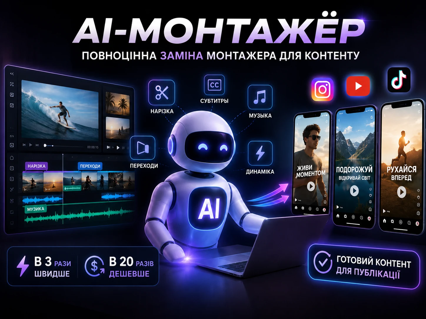 AI-монтажер — повноцінна заміна монтажера для контенту